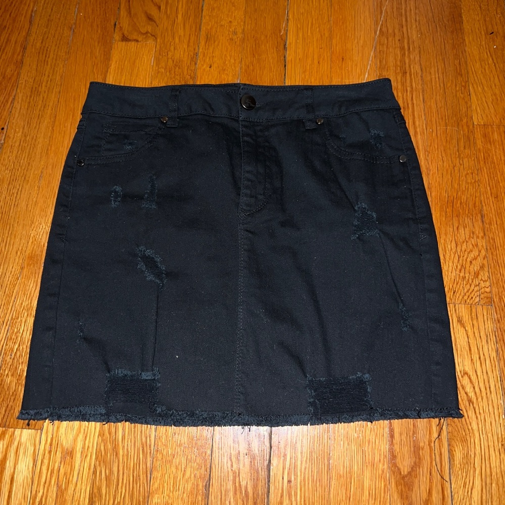 Black denim skirt